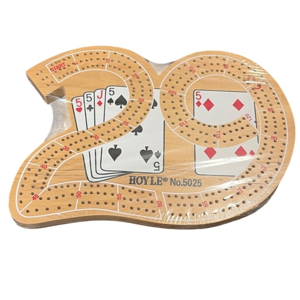 NEW Hoyle 5025‎ Wooden Cribbage Board 29 Sealed Pegs 3 Track Card Game Gift
